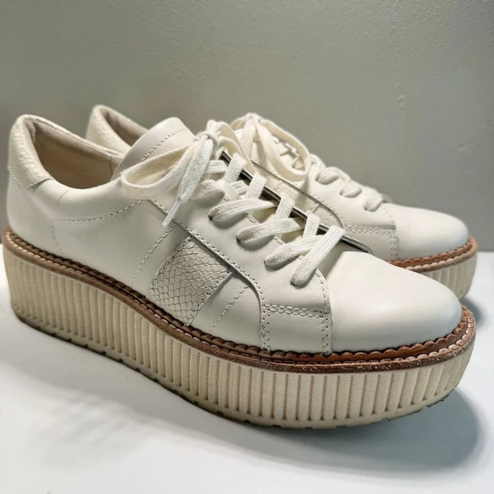 Dolce Vita Women's‎ Platform Sneaker 8.5 Ivory Lace Up Classic Preppy